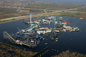 New Orleans, LA, Sept. 14, 2005 -- Six Flags Over Louisiana remains submerged two weeks after Hurricane Katrina caused levees to fail in New Orleans. Bob McMillan/FEMA Photo