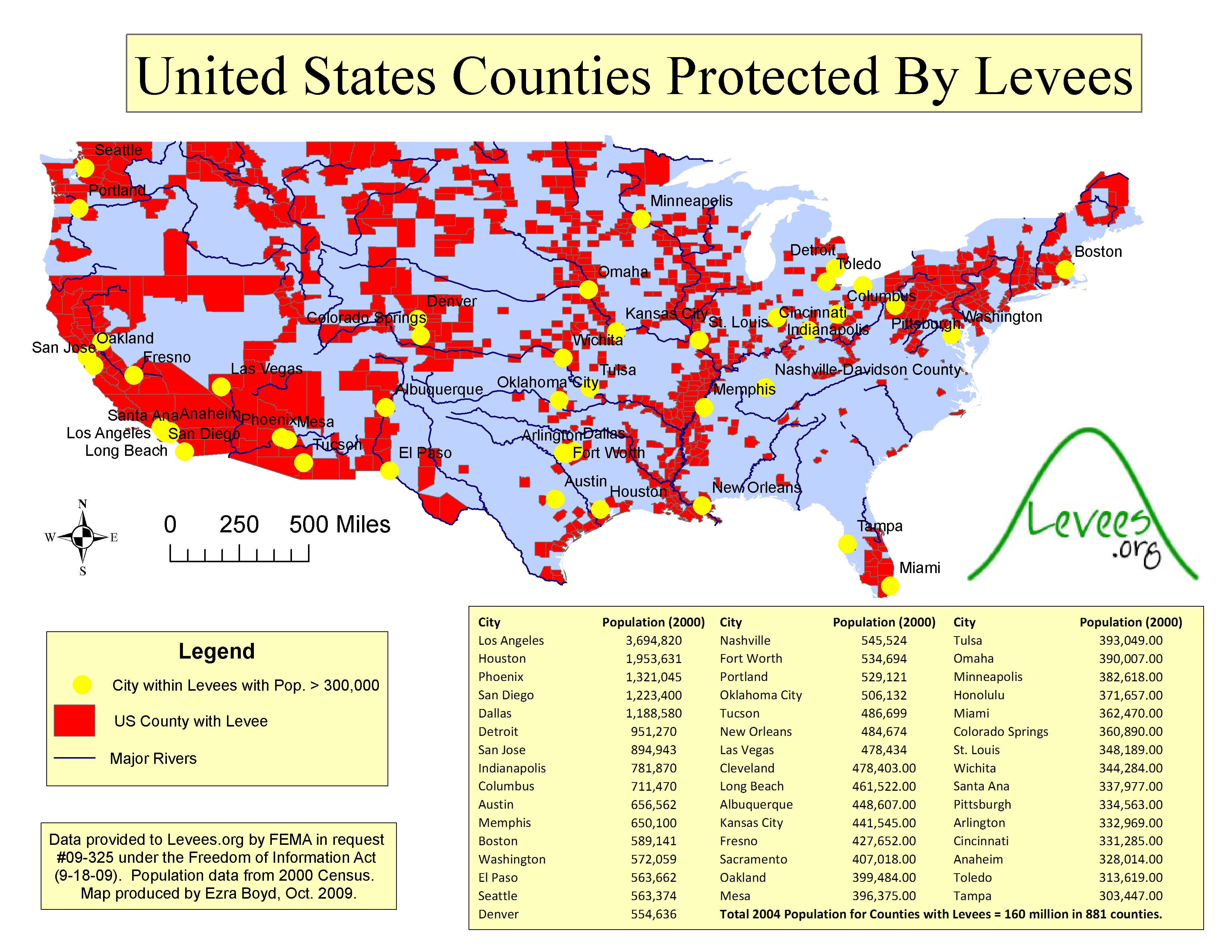 US Counties with levees